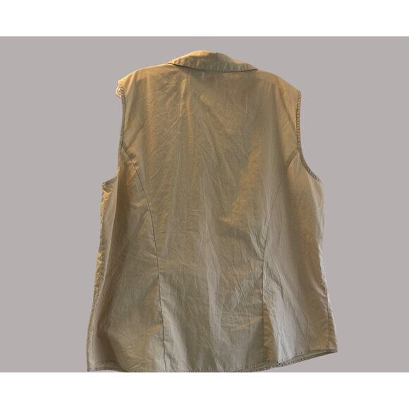 White Stag Size 3X Beige Women's Summer Casual Button Down Sleeveless Blouse - Picture 3 of 9